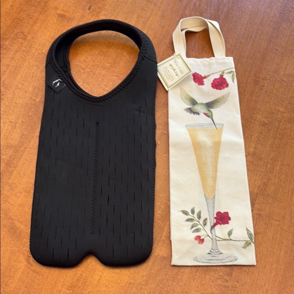 Black Wine Bottle Tote and Floral Gift Bag - great for christmas or gift!